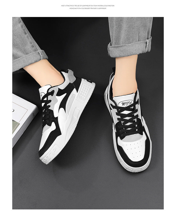 Men's Sneakers – Comfortable Platform, Lace-up Vulcanized Shoes, White Casual Sneakers