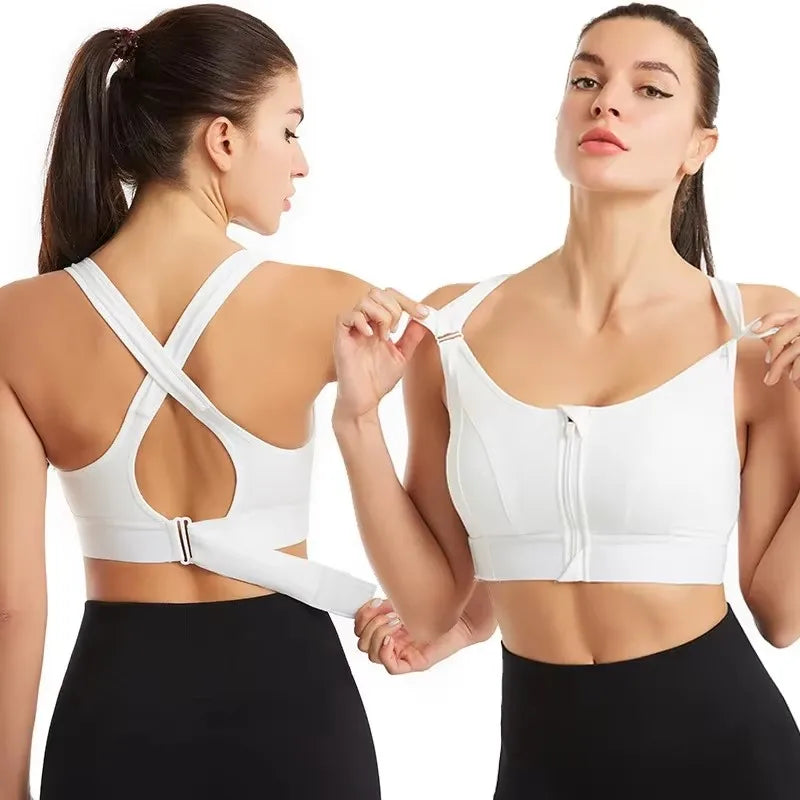 Sports Bra for Women – Front Zipper, Adjustable Straps, Shockproof, Elastic, Slim Fit