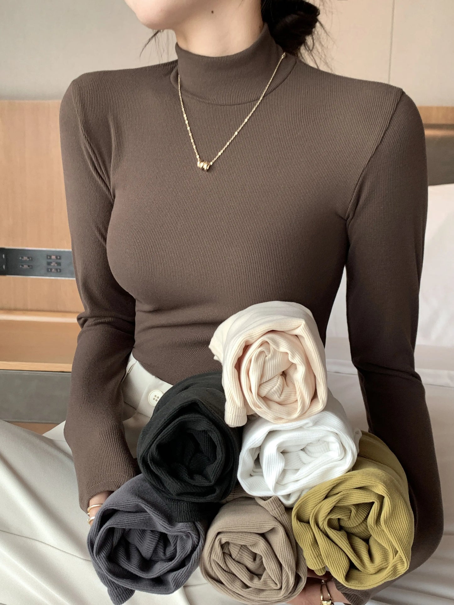 Knitted Half-Turtleneck Pullover – Elegant Korean Fashion, Long Sleeve, Women’s Sweater Jumper