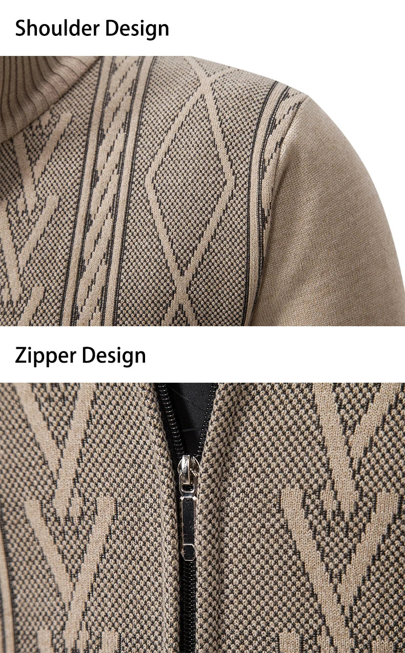Cashmere Padded Warm Casual Men's Knitted Sweater Coat