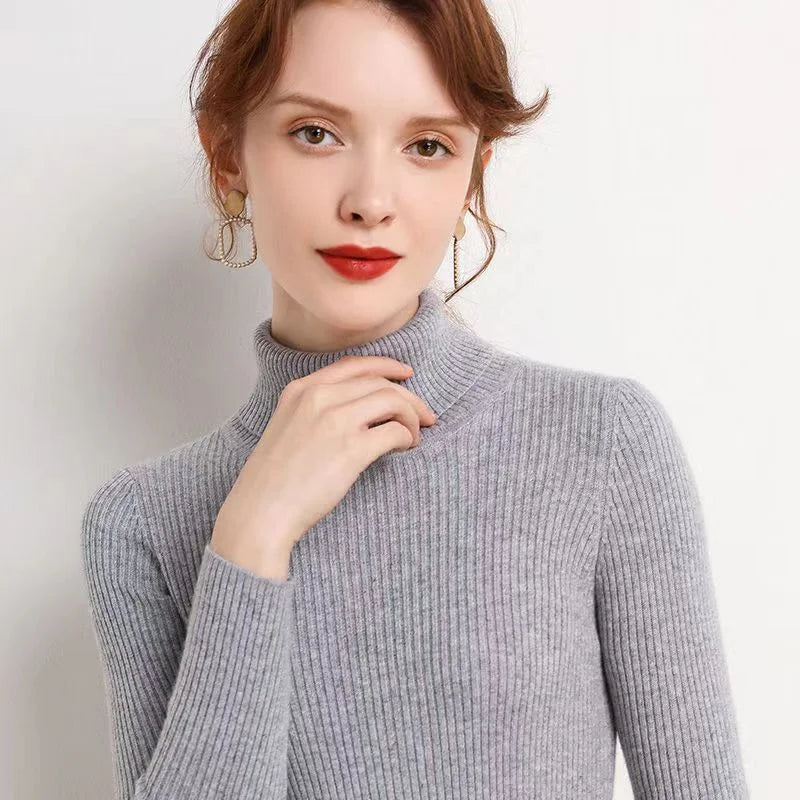 Turtleneck Knitted Sweater – Slim Fit, Korean Style, Pullover, Autumn Winter Top