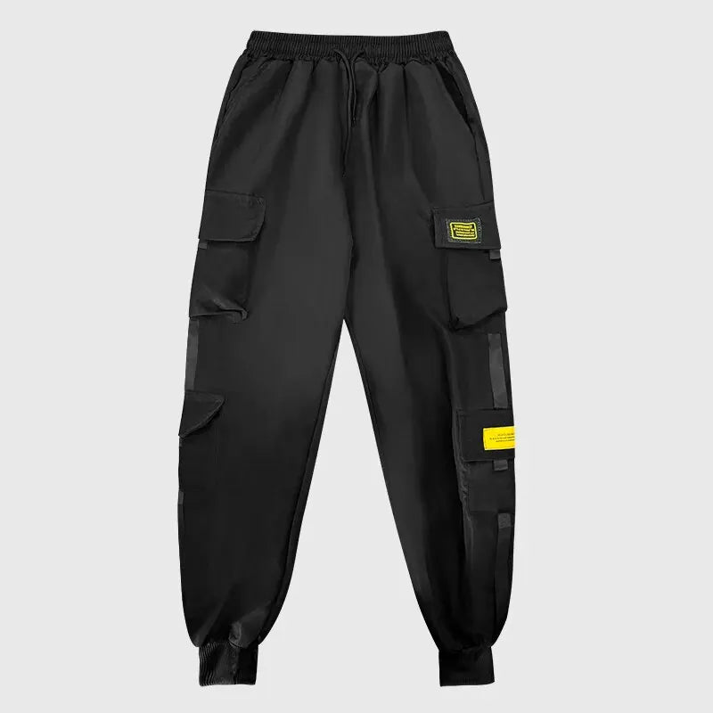 New Men's Korean Fashion Work Pants – Multi-Pocket, Loose Fit, Nine-Minute Length, Drawstring Leg, Casual Daily Sweatpants for Spring and Autumn