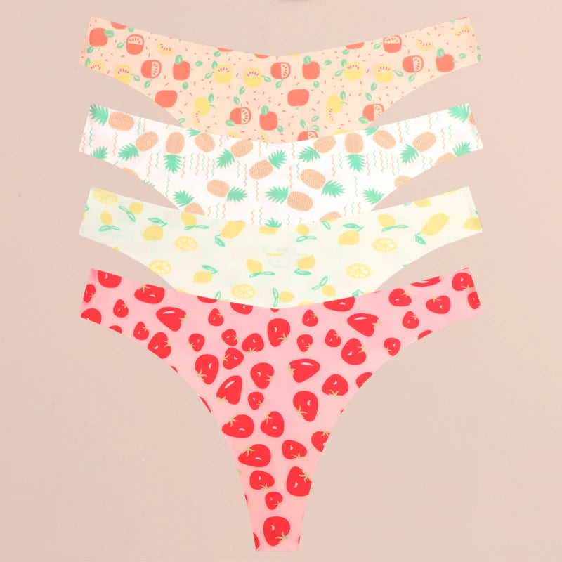 4PCS Ultra Soft Thong Panties – Sexy Graphic Print, Seamless, Stretch, Leopard G-String, Comfortable Lingerie