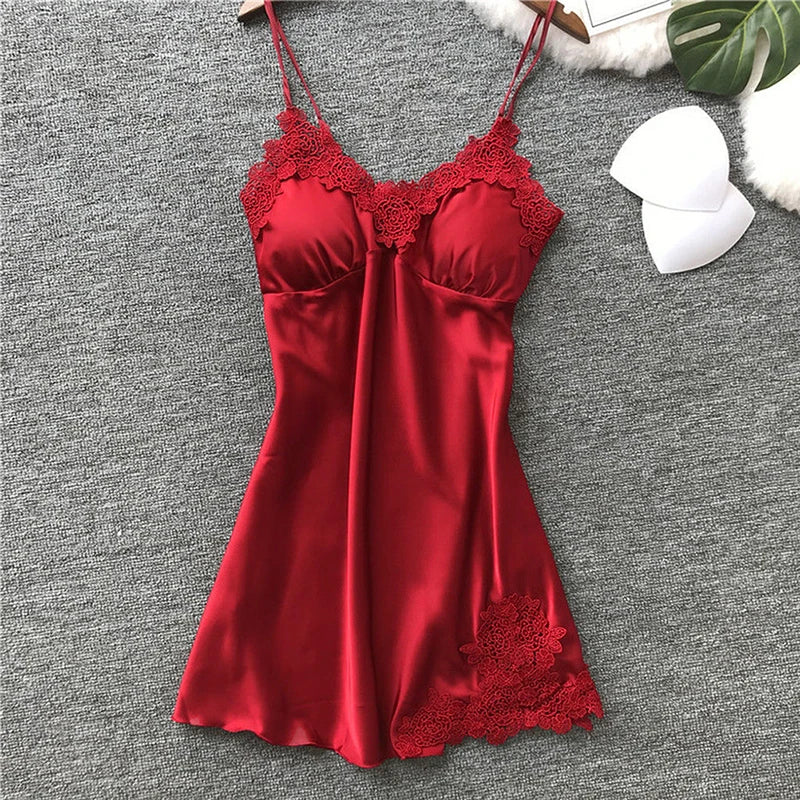Sexy Silk Suspender Nightdress – Women's Spring & Summer Ice Silk Thin Halter Satin Nightdress