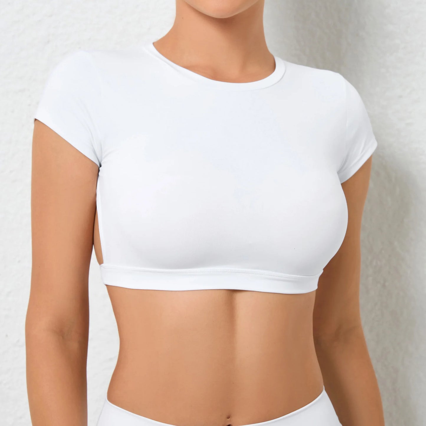Breathable Backless Sports Crop Top – Women's Fitness & Yoga Workout Shirt