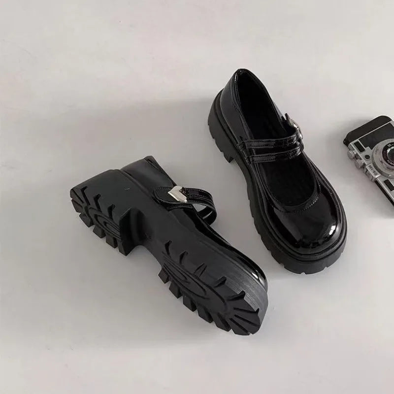 Fashion Women's Loafers – Black Platform Flats, Slip-On Boat Shoes, Designer Casual Leather Oxfords