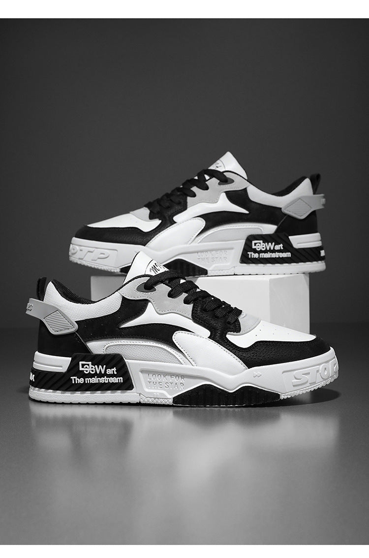 Men's Sneakers – Comfortable Platform, Lace-up Vulcanized Shoes, White Casual Sneakers