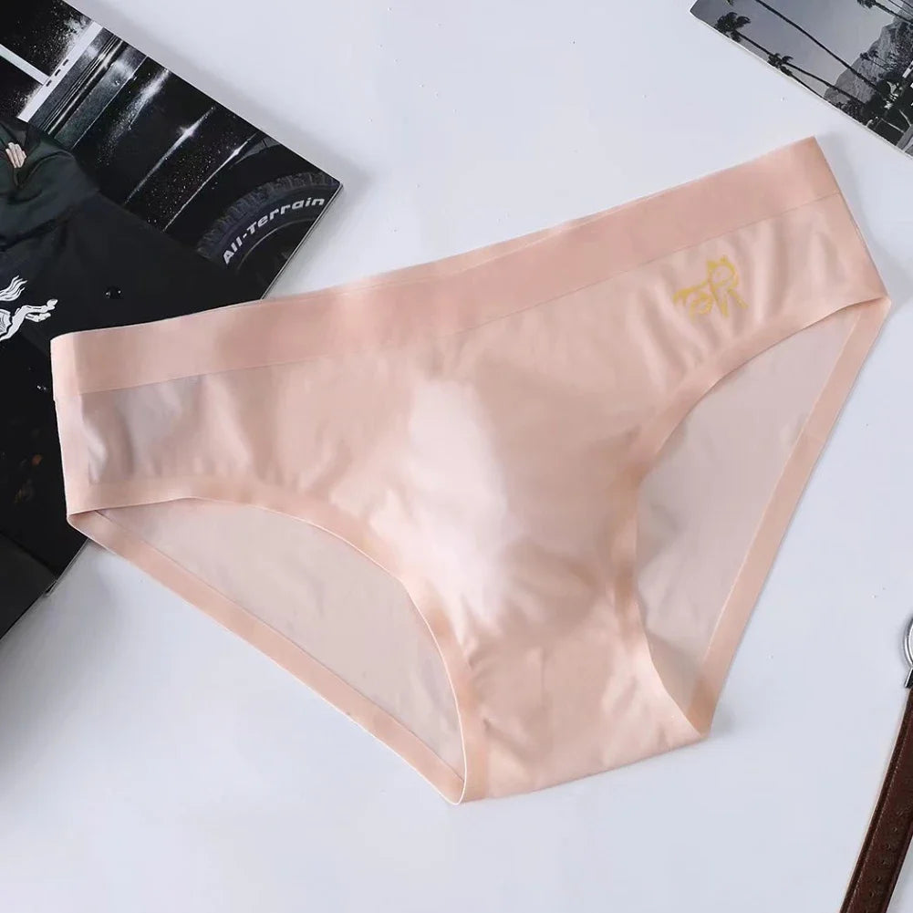 Men's Ice Silk Briefs – Seamless, Quick-Dry, Middle Waist, Solid Color, U Convex Pouch, Sexy Daily Summer Underwear