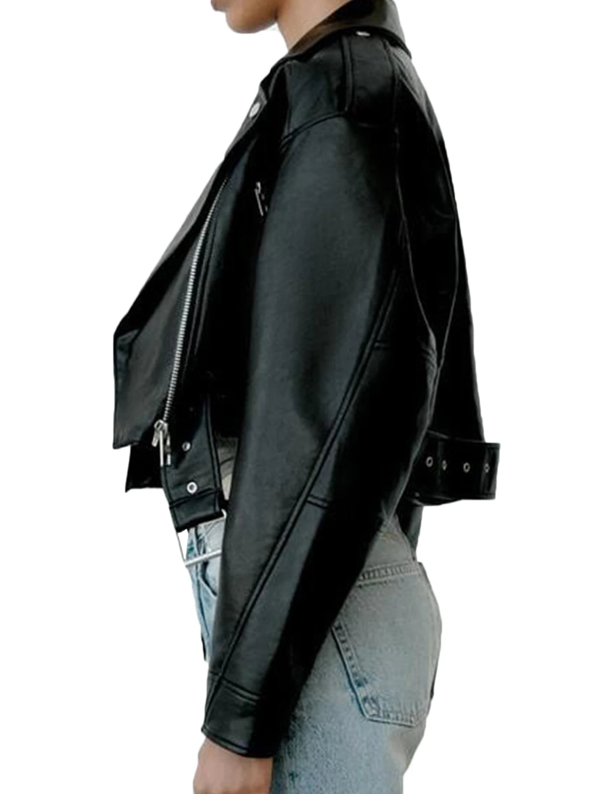 Fitaylor Women's Faux PU Leather Jacket – Casual Lapel, Zipper, Short Biker Coat, High Street Style