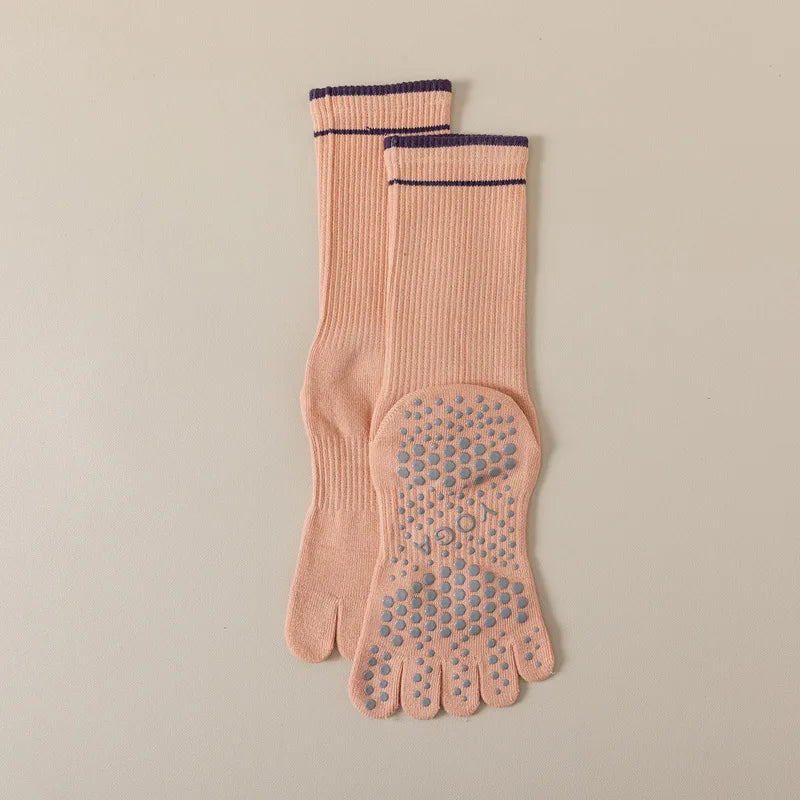 Five Toe Silicone Non-Slip Yoga Socks – Soft, Breathable, Ballet Dance, Fitness, Sports, Anti-Slip Pilates Socks for Ladies