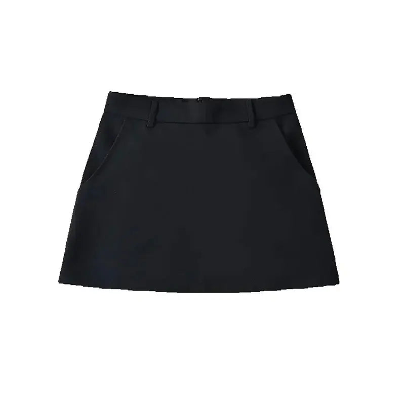 Women's Fashion A-Line Mini Skirt – Solid Color, Back Zipper, Vintage High Waist, Chic Style