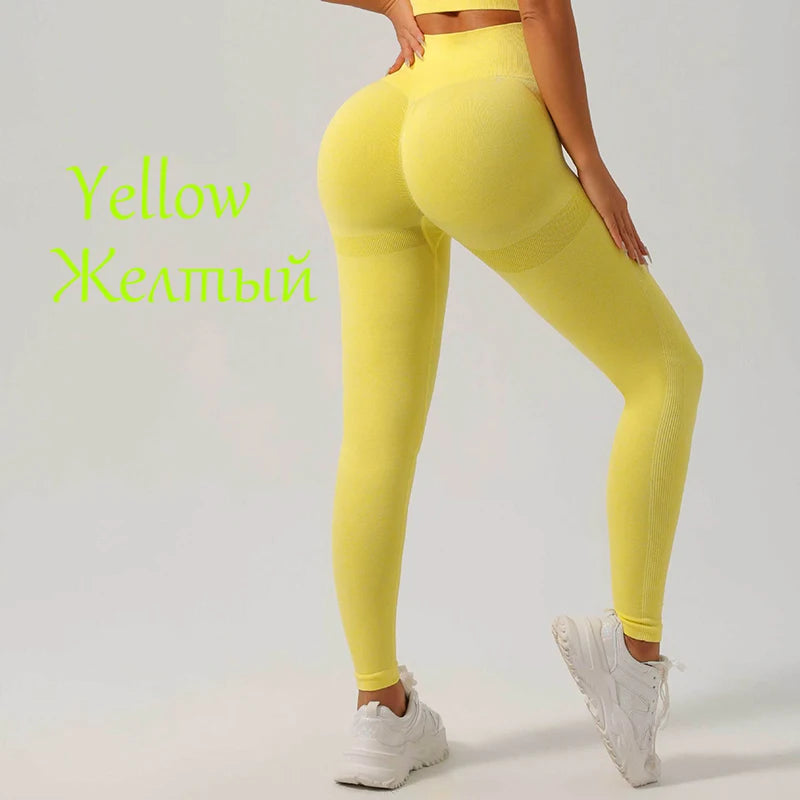 Seamless Leggings Fitness – High Waist, Elastic, Solid Color, Yoga Pants, Gym, Jogging, Tummy Control, Running Tights