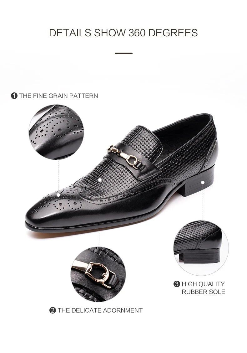 Fashion Business Casual Genuine Leather Shoes – Handmade Party Wedding Wear, Men Office Dress Shoe, Big Size, Black Loafers