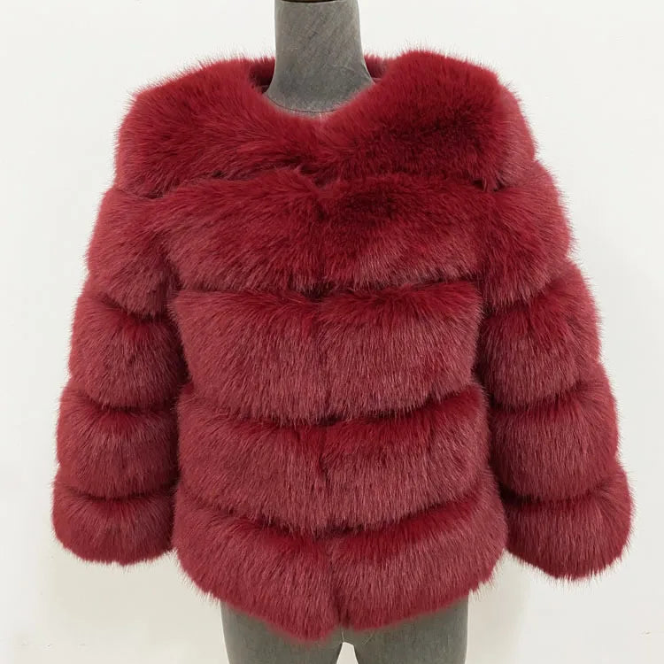 Elegant Faux Mink Fur Coat – Fluffy, Thick, Warm Winter Jacket for Women (S,M,L)