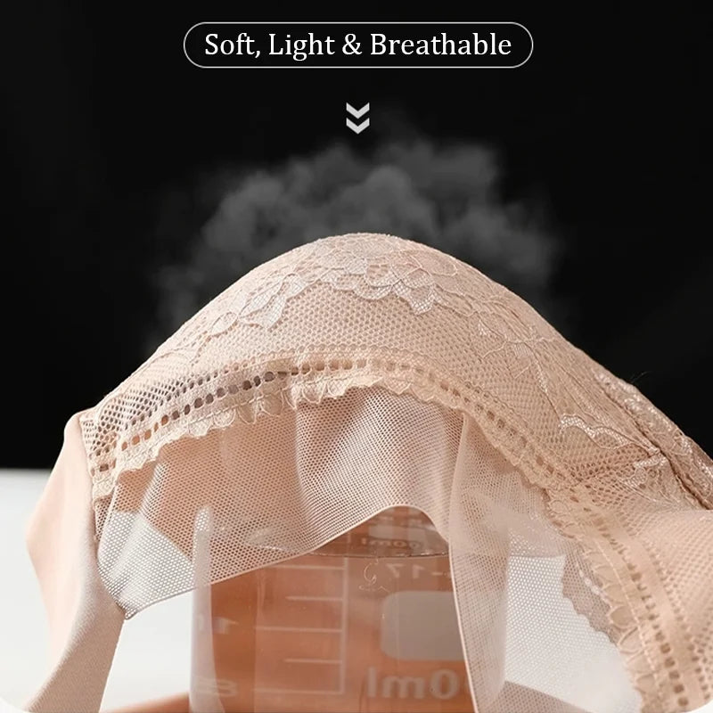 Women's Lace Bra – Perspective Bralette, Push Up Ice Silk Deep V Bra, Sexy Lingerie Tops, Plus Size Cup
