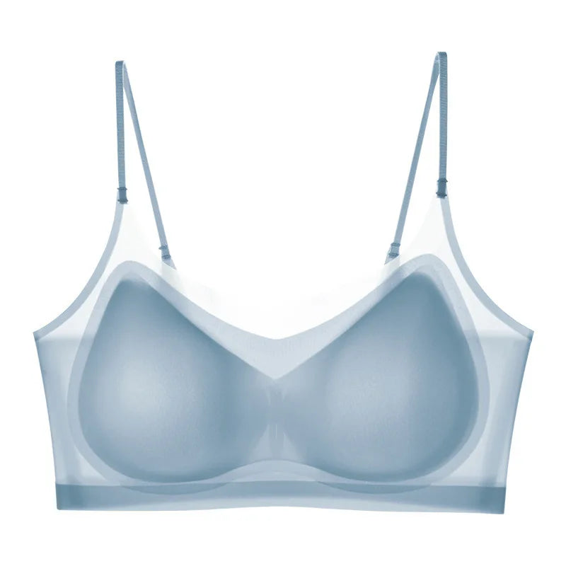 Ultra-Thin Breathable Ice Silk Bra – Women's Bustier, Seamless, Back Halter, Vest Wrap Design, Small Chest Support
