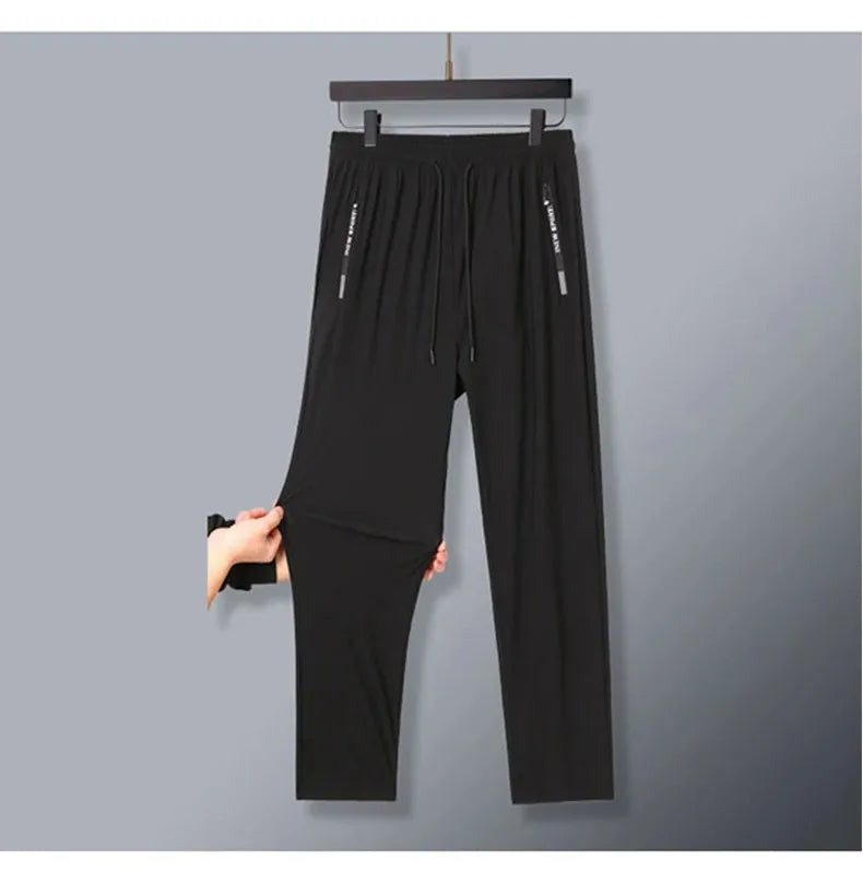 Ice Silk Pants for Men – Summer Thin Style, Sports Quick-Dry, Straight Leg, Draping Wide Leg Casual Long Pants