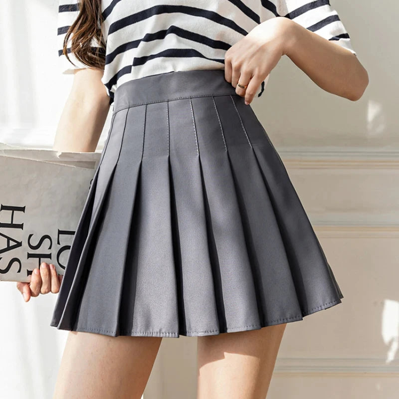 Women's Pleated Mini Skirt – High Waist, Zipper, Summer, JK Dancing Style, Fashion Student A-Line