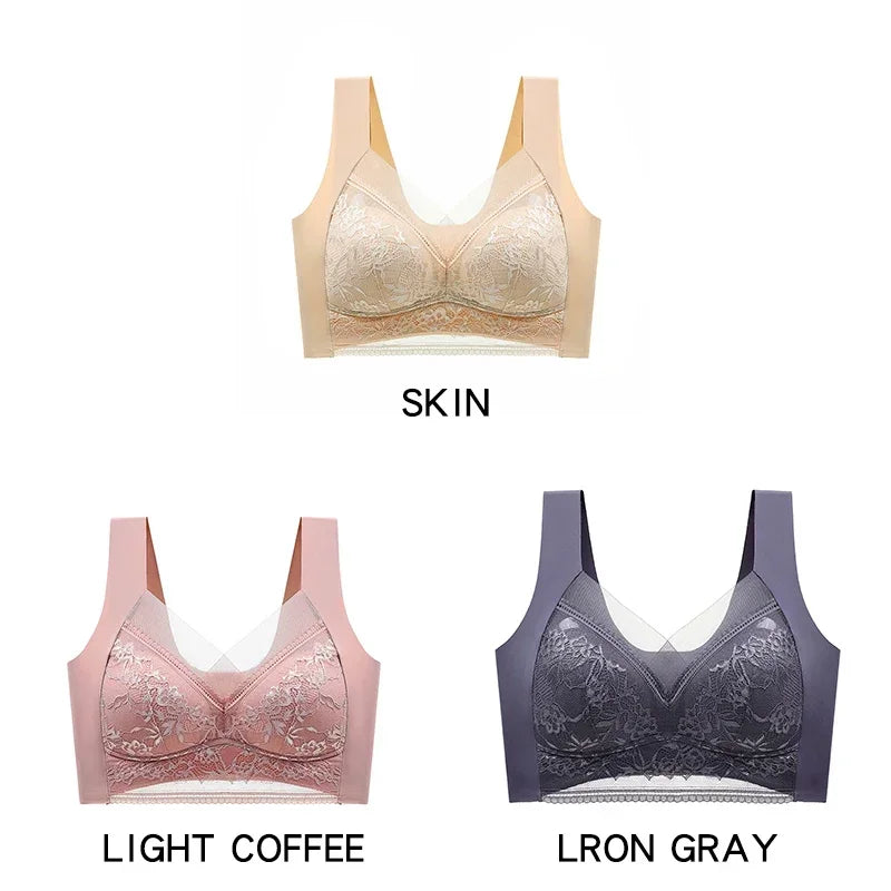 3PCS Women's Push Up Bralette – 5cm Lift, Plus Size Wireless Bras, Seamless Lace Tops, No Underwire, Sexy Comfort