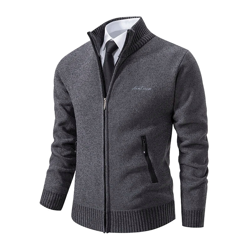 Knitwear Men's Stand-up Collar Thick Warm Cardigan Sweater – Loose Fit, Casual Winter Coat