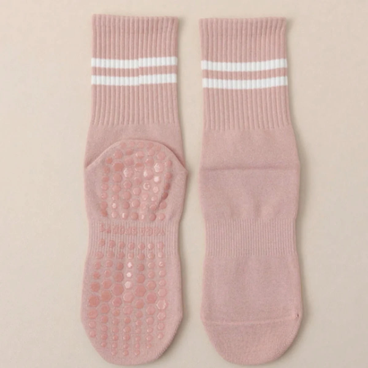 4 Pairs Yoga Socks – Medium Length, Pure Cotton, Anti-Slip Silicone, Indoor Fitness & Pilates Socks for Women
