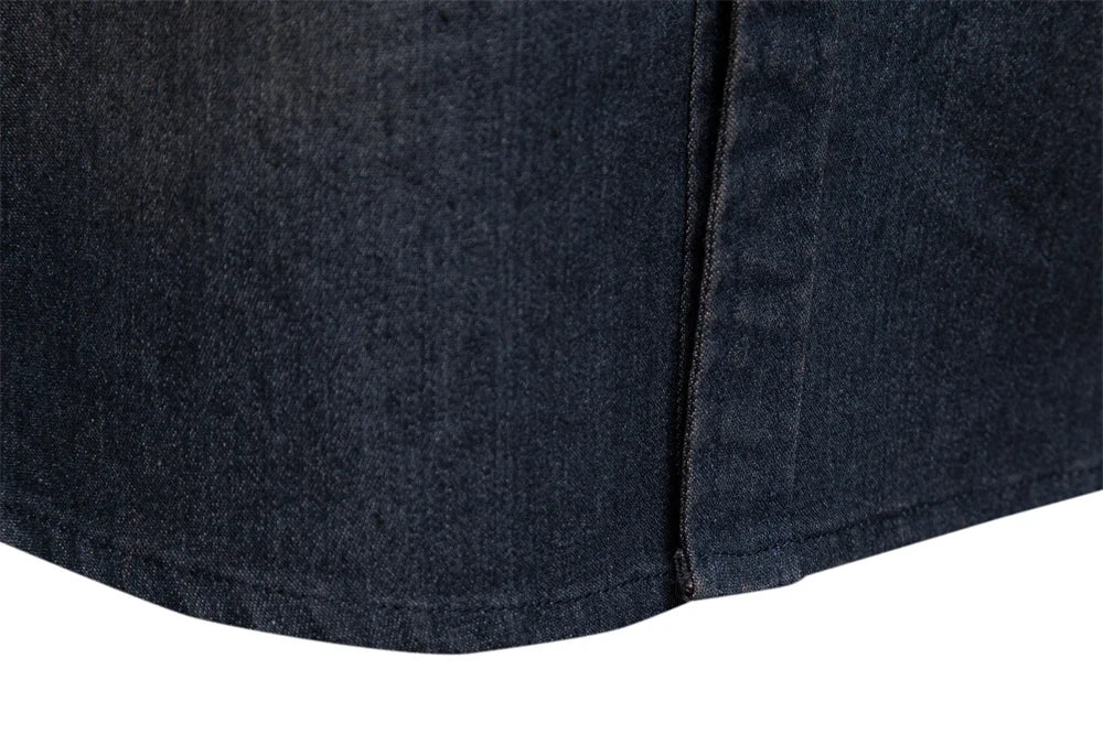 Elastic Cotton Denim Shirt – Long Sleeve, High-Quality Cowboy Shirt for Men, Casual Slim Fit, Designer Menswear