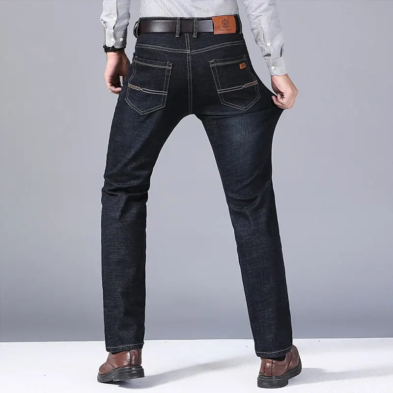 Men's Classic Jeans – Soft Black Denim, Biker Style, Pantalones Hombre, Stylish and Comfortable Overalls for Men