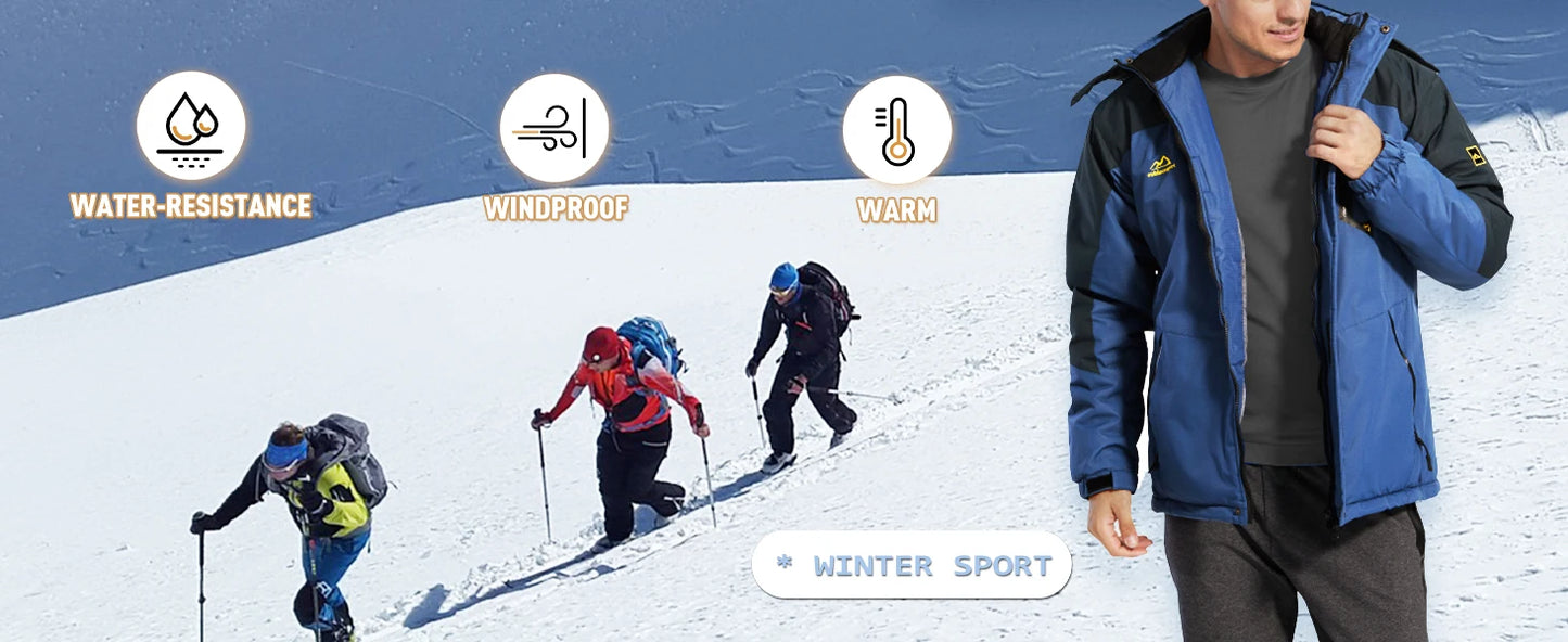 Fleece Lining Mountain Jackets – Men's Hiking Jackets, Outdoor Removable Hooded Coats, Ski Snowboard Parka, Winter Outwear