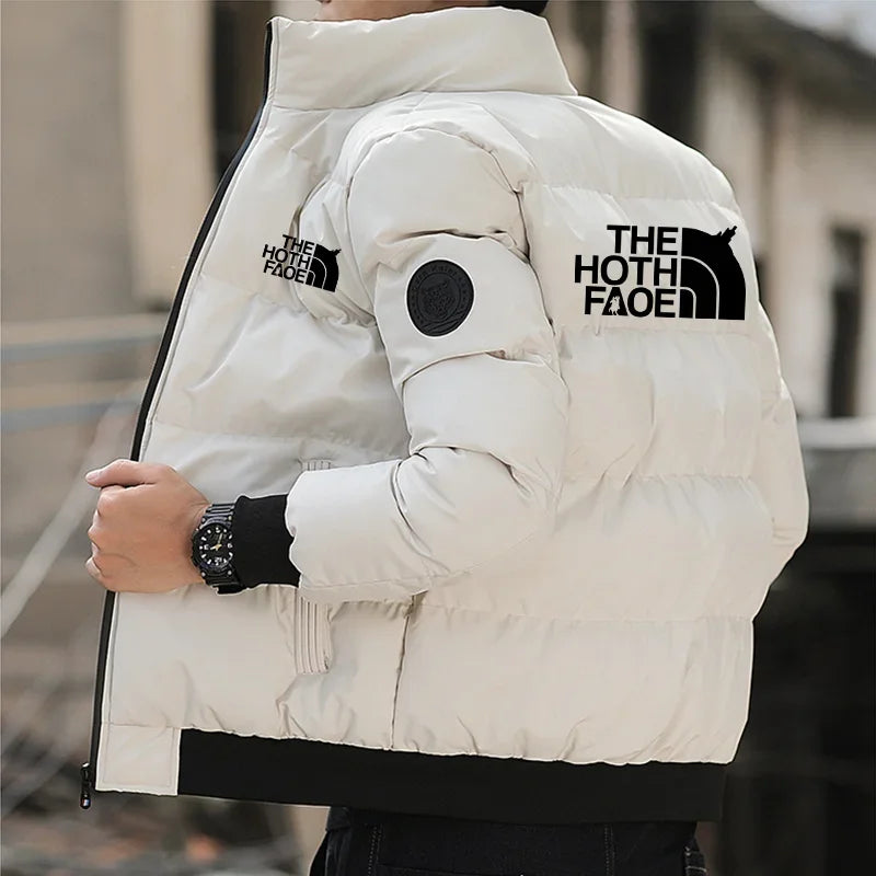 Men's Padded Cotton Jacket – Tiger Head Logo, Short, Thick, Casual Parkas, Winter Trend