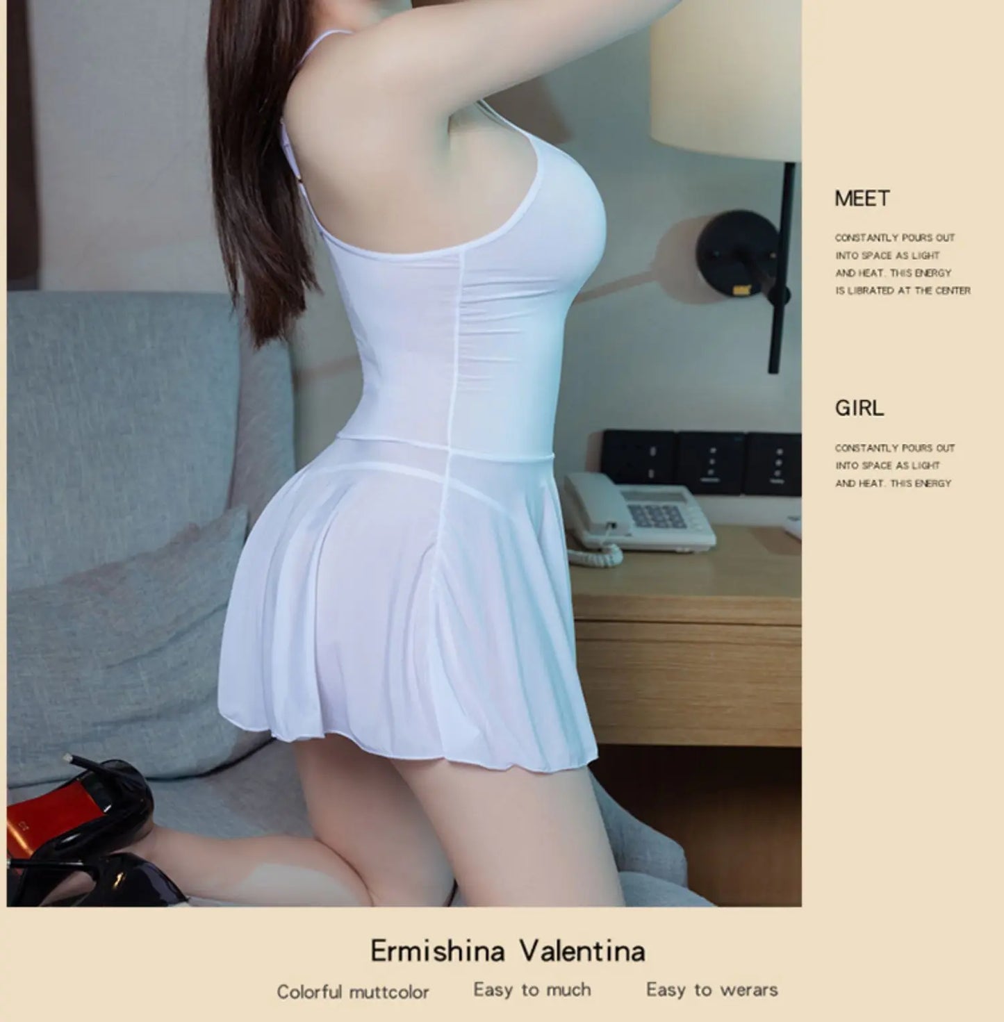 Sexy Babydoll Lingerie – Sheer Nightwear Dress with Thong, Erotic Intimate Wear
