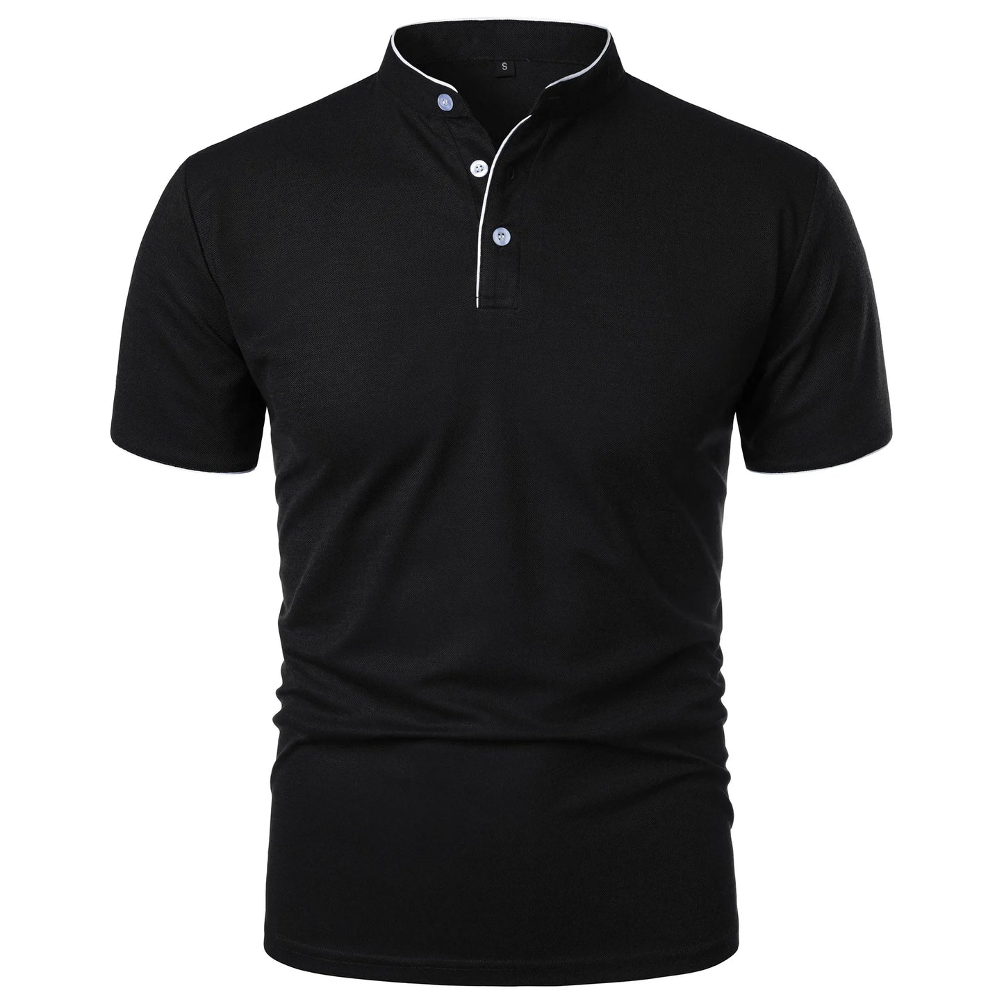 Men's Short Sleeve Collar T-shirts – New Solid Color Casual Polo Shirt, Trendy, Breathable, Loose Fit, Basic Splice Top