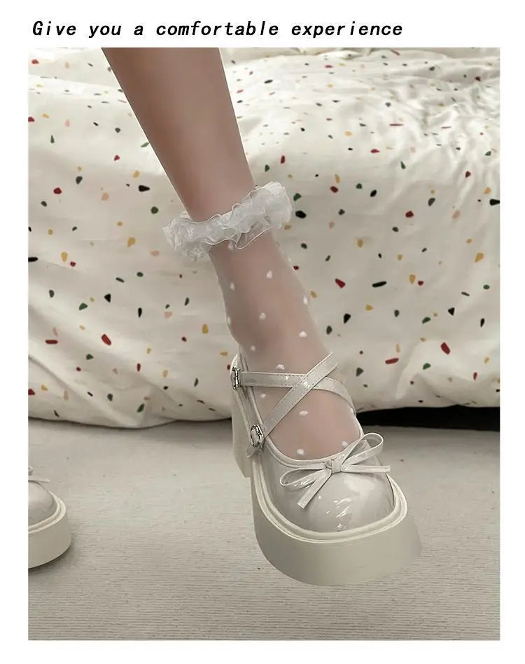 Lolita Mary Jane Shoes – Japanese Style, Vintage, Shallow High Heels, Chunky Platform, Cosplay Sandals