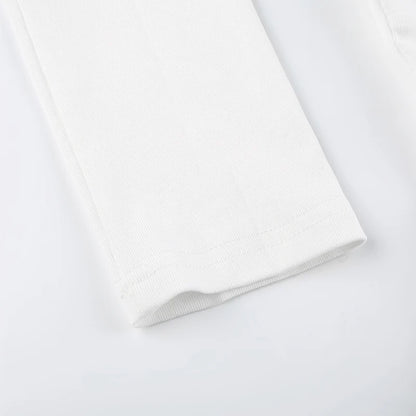 Rockmore Lace Stitching Kawaii T-Shirt – Slim Fit, Long Sleeve, Square Collar, Casual Spring/Autumn Pullover