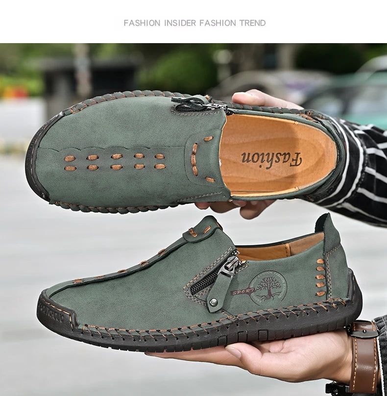 Handmade Leather Shoes – Casual Slip-On Loafers, Breathable Leather Shoes for Men, Flats, Hot Sale Moccasins, Tooling Shoes, Plus Size for Men
