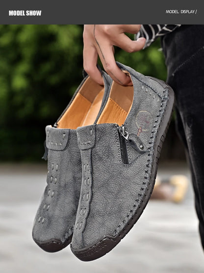 Handmade Leather Shoes – Casual Slip-On Loafers, Breathable Leather Shoes for Men, Flats, Hot Sale Moccasins, Tooling Shoes, Plus Size for Men