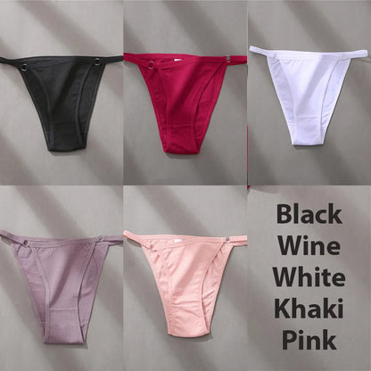 5PCS Set Sexy Cotton Panties – Women's Lingerie, Soft Underwear, Hoop Design Waistband, Briefs, Intimate Bikini Style
