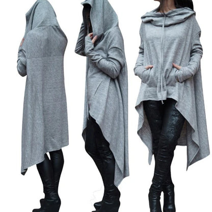 Fashion Trend Long Hoodie – European Style, Solid Color, Casual & Stylish