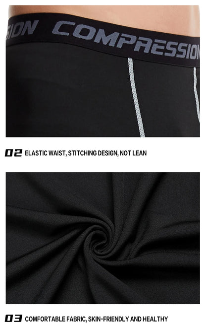 Men's Lycra Compression Pants – Cycling, Running, Basketball, Soccer, Elastic Sweatpants, Fitness Tights, Legging Trousers, Rash Guard