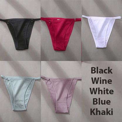 5PCS Set Sexy Cotton Panties – Women's Lingerie, Soft Underwear, Hoop Design Waistband, Briefs, Intimate Bikini Style