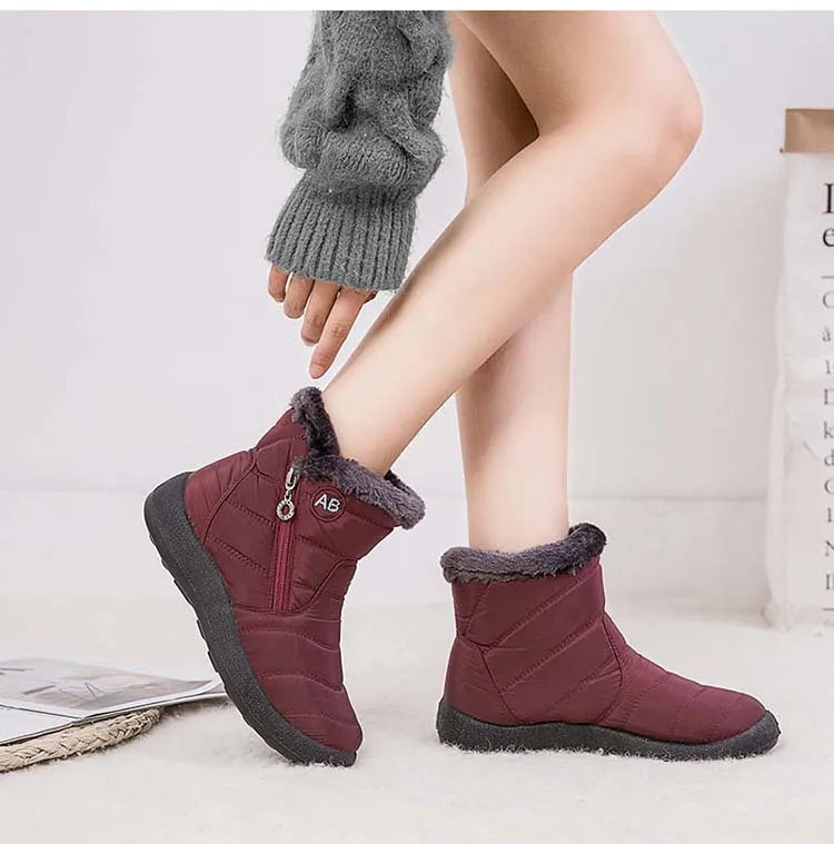 Boots Comfortable Women's Boots – Waterproof Shoes with Zipper, Soft Fur Winter Boots for Women, Botas Mujer Snow Shoes