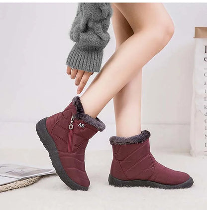 Boots Comfortable Women's Boots – Waterproof Shoes with Zipper, Soft Fur Winter Boots for Women, Botas Mujer Snow Shoes