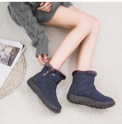Boots Comfortable Women's Boots – Waterproof Shoes with Zipper, Soft Fur Winter Boots for Women, Botas Mujer Snow Shoes