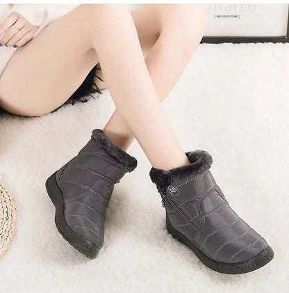Boots Comfortable Women's Boots – Waterproof Shoes with Zipper, Soft Fur Winter Boots for Women, Botas Mujer Snow Shoes