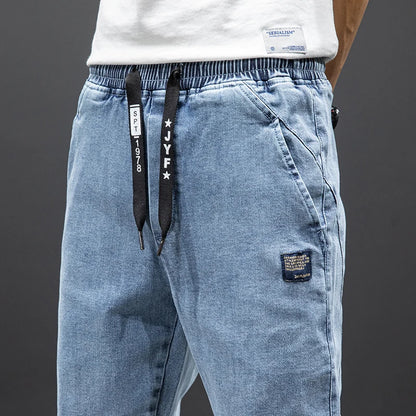 Cargo Jeans Men – Streetwear Denim Jogger Pants, Baggy Harem Style, Plus Size, Ideal for Spring and Summer