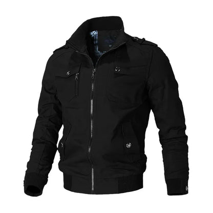 Bomber Jacket Men – Fashion Casual Windbreaker, Solid Color Stand Collar, Slim Fit, Spring and Autumn Outwear for Men