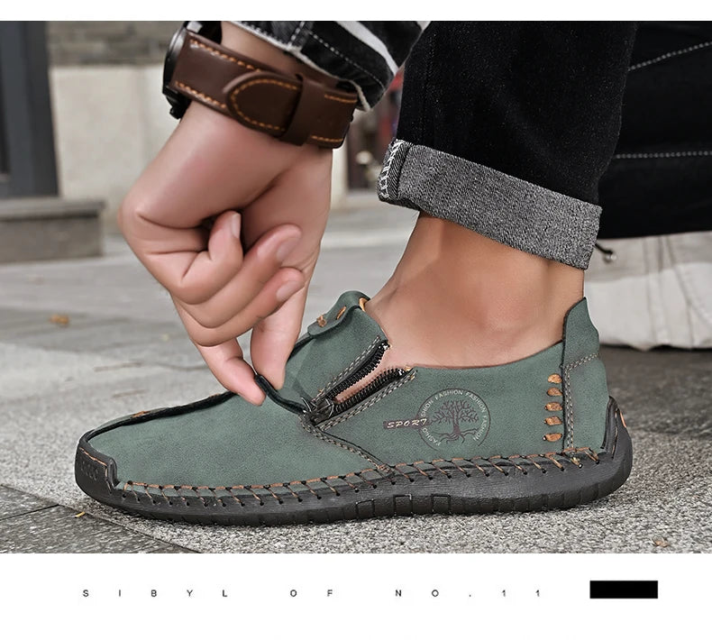 Handmade Leather Shoes – Casual Slip-On Loafers, Breathable Leather Shoes for Men, Flats, Hot Sale Moccasins, Tooling Shoes, Plus Size for Men