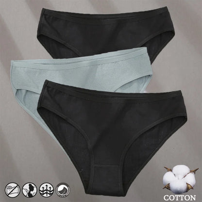 3PCS Cotton Jacquard Panties – Women's Underwear, Sexy Lingerie, Solid Color, Comfortable Briefs, Intimate Wear