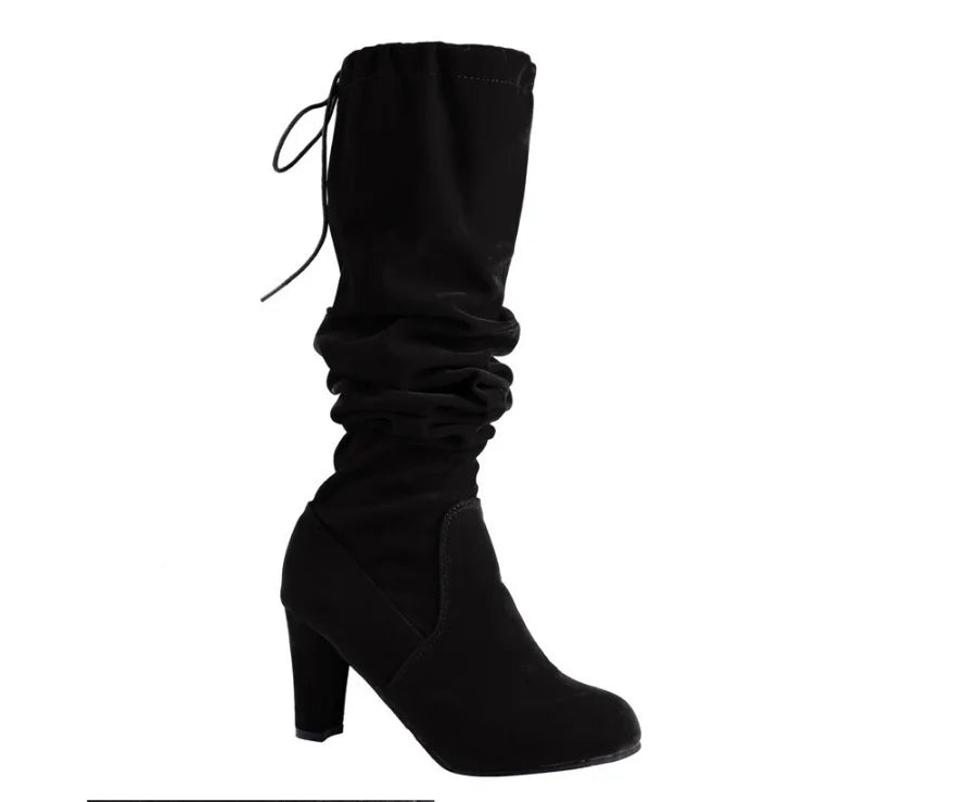 New Women Boot Fashion Suede Women Over The Knee Boot Lace Up Sexy High Heels Shoes Women Slim Thigh High boot