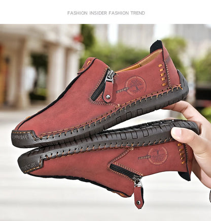 Handmade Leather Shoes – Casual Slip-On Loafers, Breathable Leather Shoes for Men, Flats, Hot Sale Moccasins, Tooling Shoes, Plus Size for Men