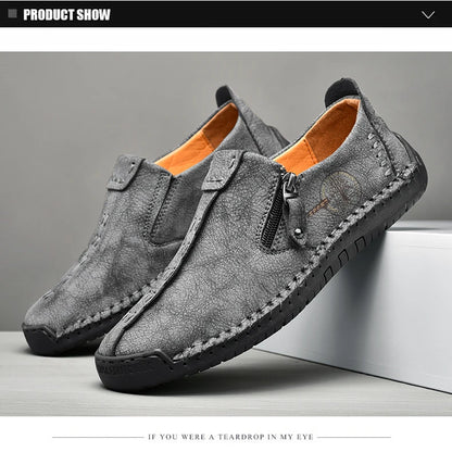 Handmade Leather Shoes – Casual Slip-On Loafers, Breathable Leather Shoes for Men, Flats, Hot Sale Moccasins, Tooling Shoes, Plus Size for Men
